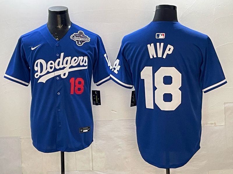 Men Los Angeles Dodgers #18 Mvp Blue 2026 Nike Game MLB Jersey 004